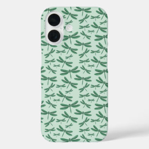 Coque Pour iPhone 16 Motif de libellules vertes