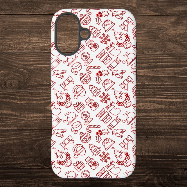 Coques Case-Mate iPhone Motif de l'icône de Noël rouge (Créateur téléchargé)