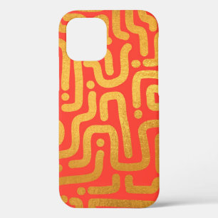 Case-Mate iPhone Case Motif de lignes abstraites de couleur rouge or