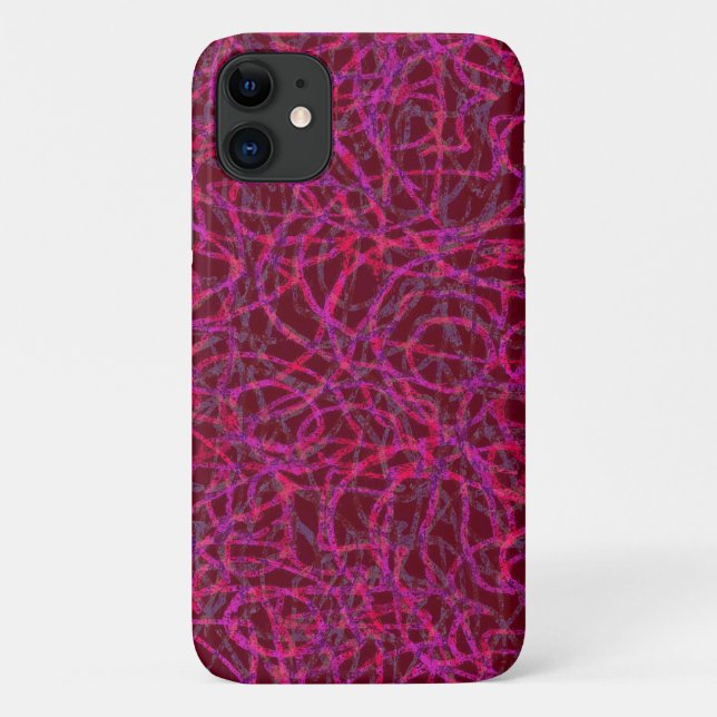 Coques Case-Mate iPhone Motif de lignes griffées violettes (Dos)