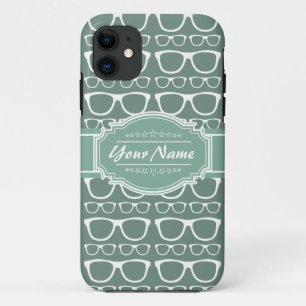 Coque iPhone 11 Motif de lunettes de menthe et de blanc Personnali