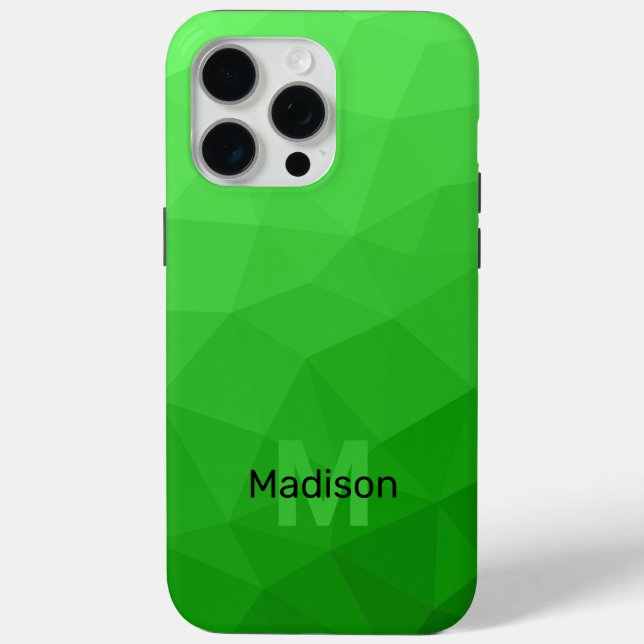 Coques Case-Mate iPhone Motif de maillage géométrique ombré vert clair Mon (Verso)
