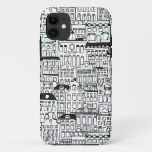 Coque iPhone 11 Motif de maison d'illustration d'Amsterdam de