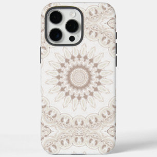 Coque iPhone 16 Pro Max Motif de mandala beige et crème