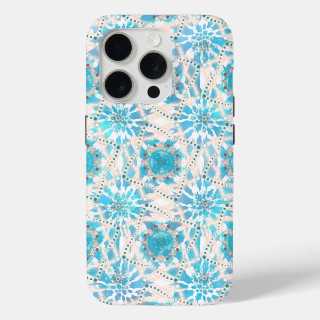Coques Case-Mate iPhone Motif de mandala bleu Tan Winter (Verso)