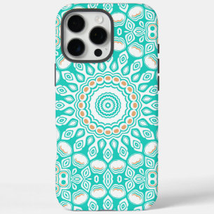 Coque iPhone 16 Pro Max Motif de mandala océan turquoise et beige