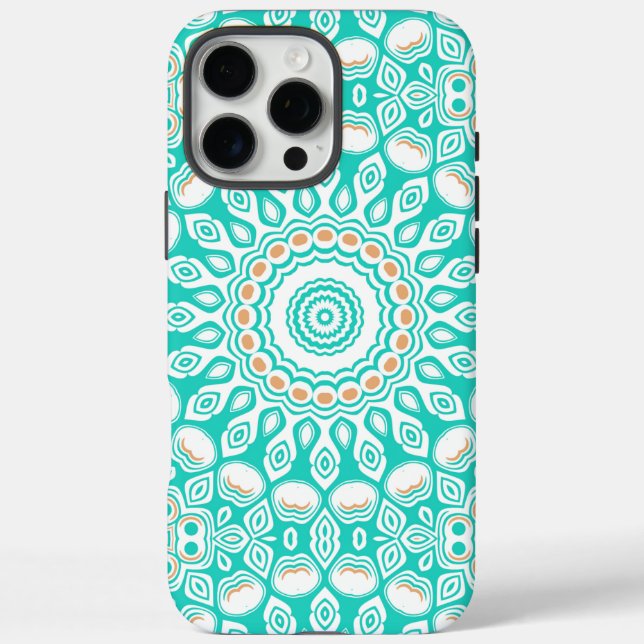 Coques Case-Mate iPhone Motif de mandala océan turquoise et beige (Verso)