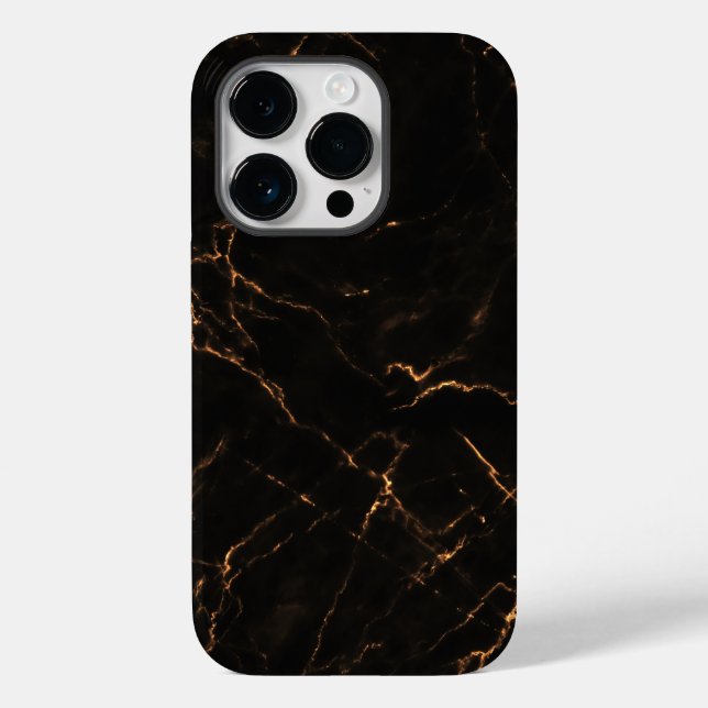 Coques Case-Mate iPhone Motif de marbre en pierre noire élégant (Verso)