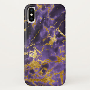 Coque iPhone X Motif de marbre noir pourpre de parties