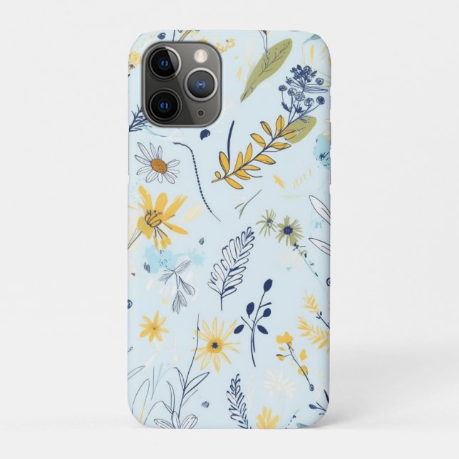 Coques Case-Mate iPhone Motif de marguerite bleu et jaune (Dos)