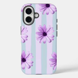 Coque Pour iPhone 16 Motif de marguerite bleue et violette
