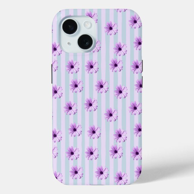 Coques Case-Mate iPhone Motif de marguerite bleue et violette (Verso)