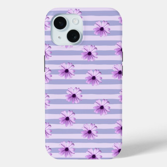 Coques Case-Mate iPhone Motif de marguerite bleue et violette (Verso)