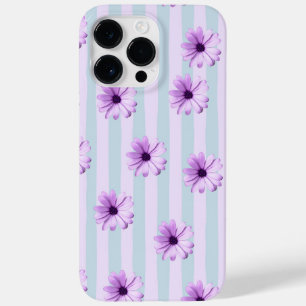 Coque Case-Mate iPhone motif de marguerite rayée de bleu et de violet