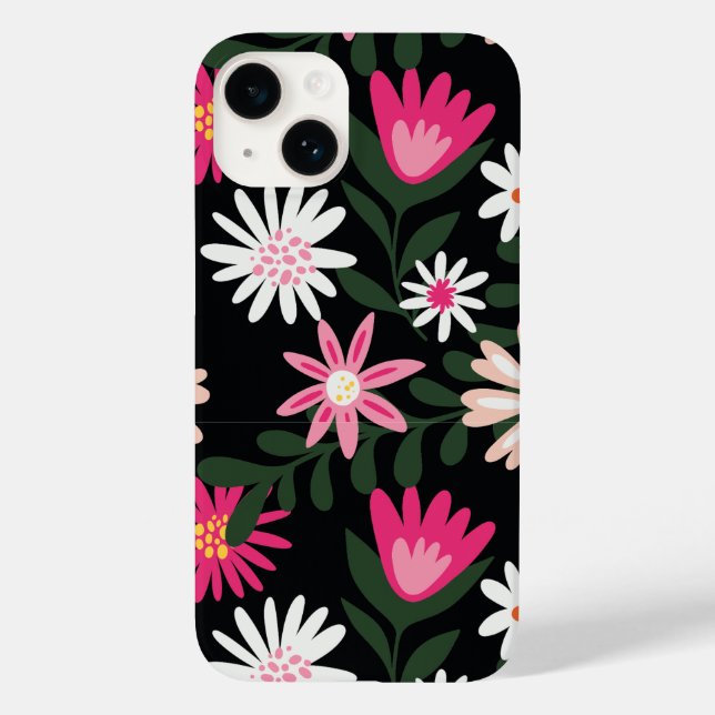 Coques Case-Mate iPhone Motif de marguerite rose et blanc (Verso)