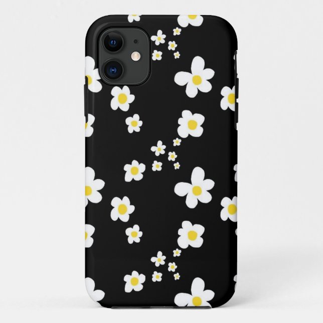 Coques Case-Mate iPhone Motif de marguerite tendance noir jaune blanc, mod (Dos)