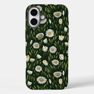 Coque Pour iPhone 16 Plus Motif de marguerite vibrant avec des accents verts