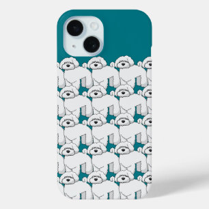 Coque Case-Mate iPhone Motif de marionnettes blanc sur Turquoise