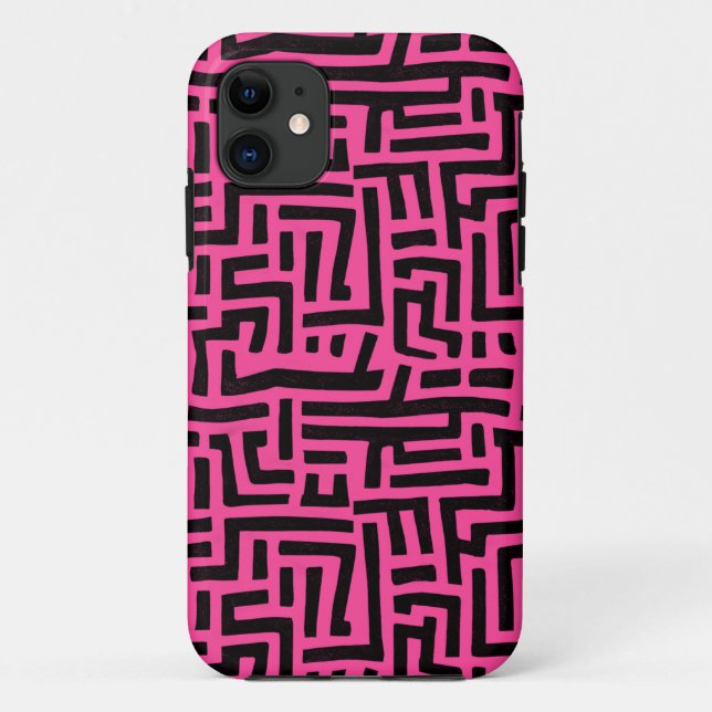 Coques Case-Mate iPhone Motif de Maze Pop Art Rose et Noir (Dos)