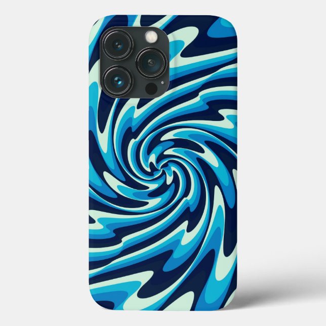 Coques Case-Mate iPhone Motif de mer vague (bleu nuit, bleu, cyan) (Verso)