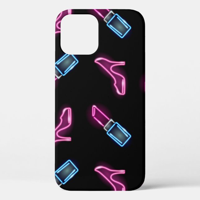 Coques Case-Mate iPhone Motif de mode avec icônes de néon. (Verso)