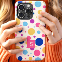 Motif de monogramme à pois colorés vifs
