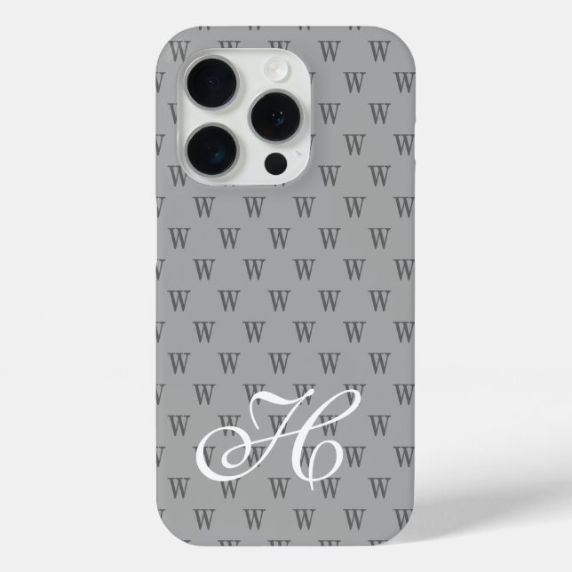 Coques Case-Mate iPhone Motif de monogramme noir et blanc élégant moderne (Verso)