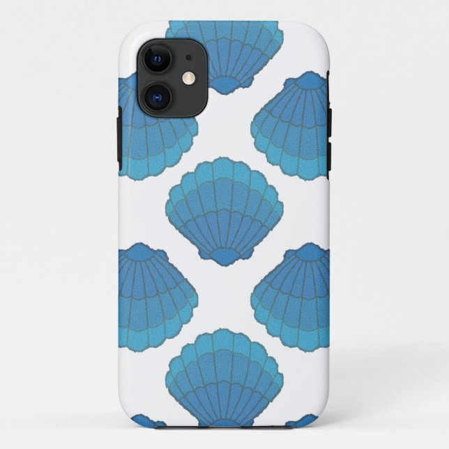 Coques Case-Mate iPhone Motif de mosaïque Blue Seashell (Dos)