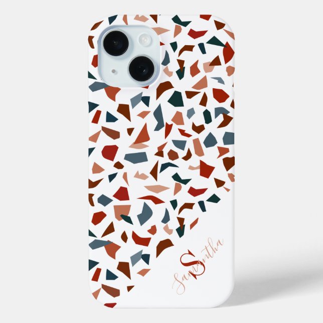 Coques Case-Mate iPhone Motif de mosaïque terrazzo moderne Monogram  (Verso)
