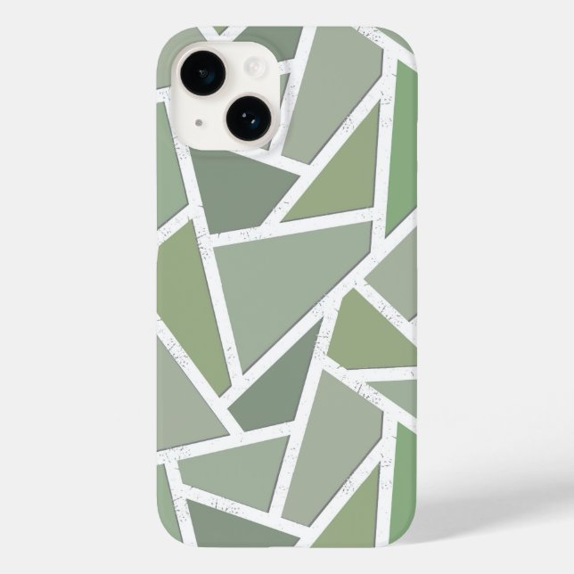 Coques Case-Mate iPhone Motif de mosaïque vert olive (Verso)