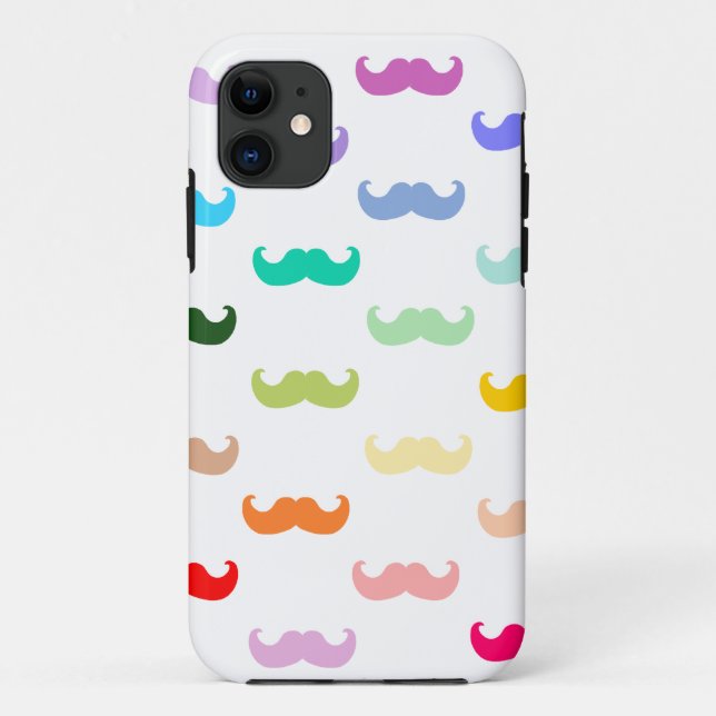 Coques Case-Mate iPhone Motif de moustache d'arc-en-ciel sur le blanc (Dos)