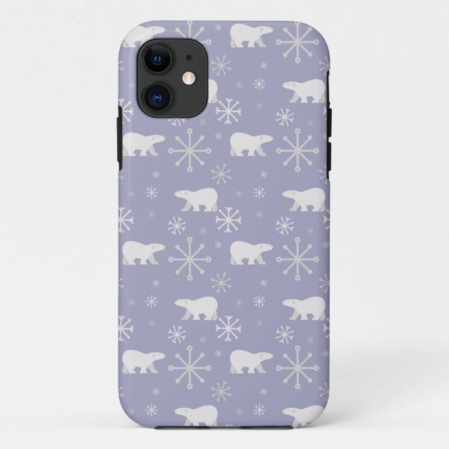 Coques Case-Mate iPhone Motif de Noël avec ours polaires et flocons de nei (Dos)