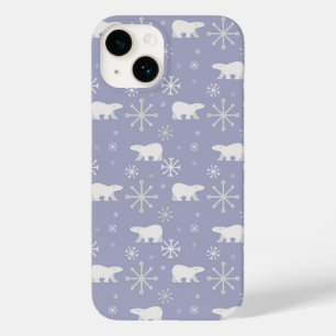 Coque Case-Mate iPhone Motif de Noël avec ours polaires et flocons de nei