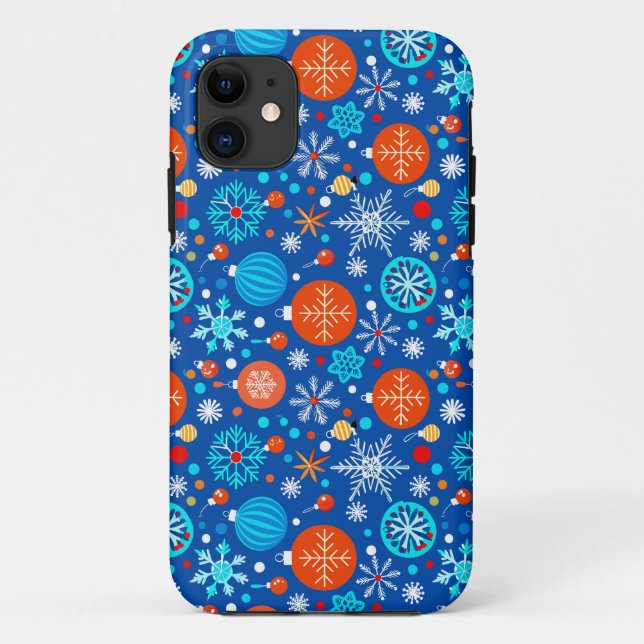 Coques Case-Mate iPhone Motif de Noël bleu (Dos)