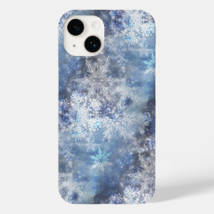Coque Case-Mate iPhone Motif de Noël bleu texturé de glace et de neige