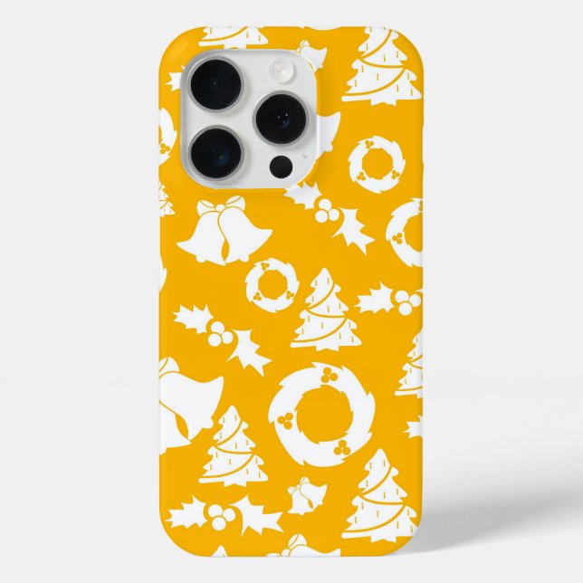 Coques Case-Mate iPhone Motif de Noël jaune (Verso)