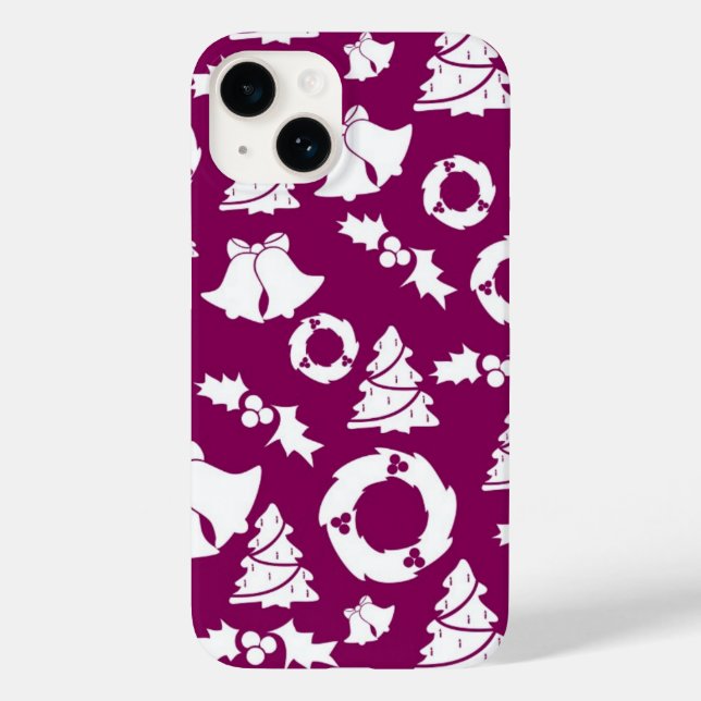 Coques Case-Mate iPhone Motif de Noël pourpre (Verso)