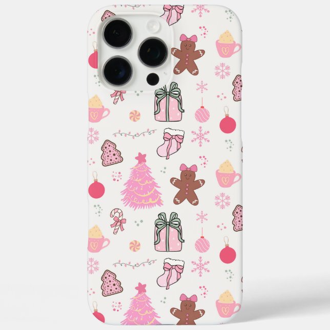Coques Case-Mate iPhone Motif de Noël rose (Verso)