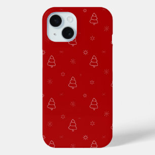 Coque Case-Mate iPhone Motif de Noël rouge.Arbres festifs et flocons de n