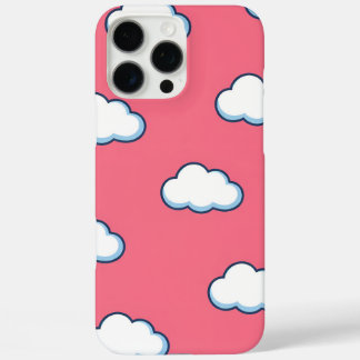 Coque iPhone 16 Pro Max Motif de nuage de dessin animé mignon sur rose