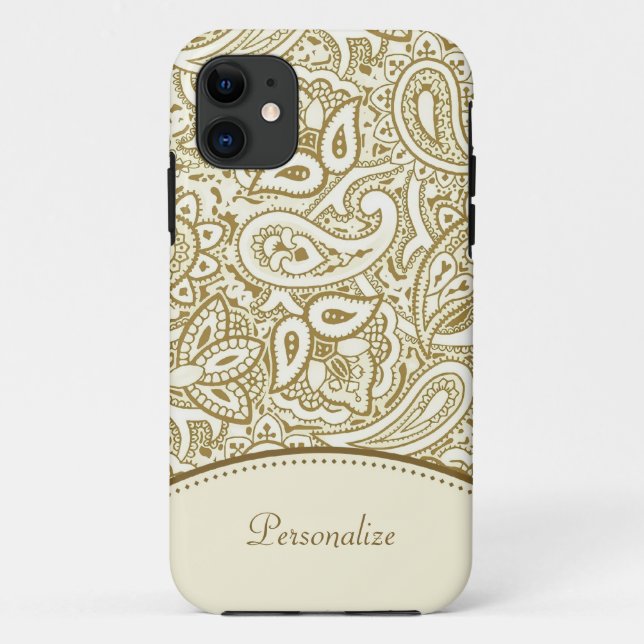 Coques Case-Mate iPhone Motif de Paisley d'or (Dos)