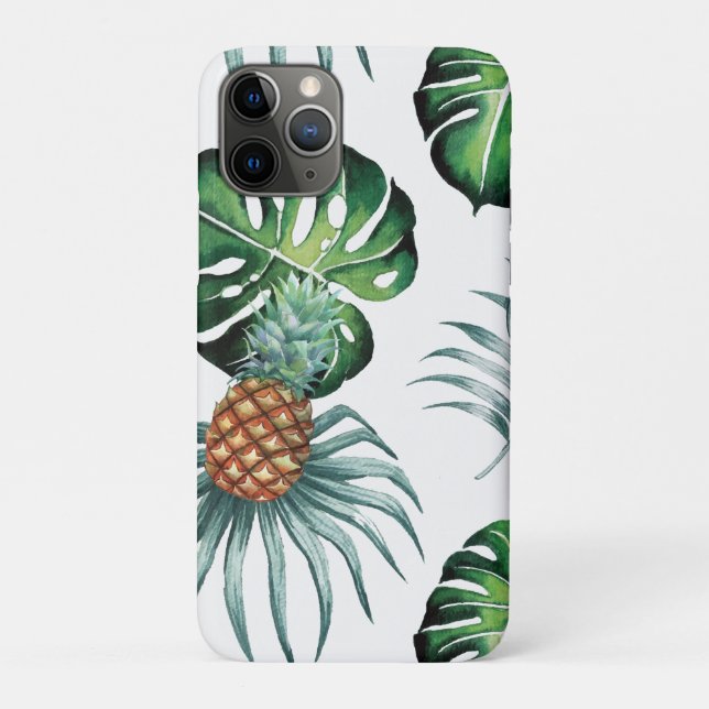 Coques Case-Mate iPhone Motif de palmier de jungle à l'aquarelle tropicale (Dos)