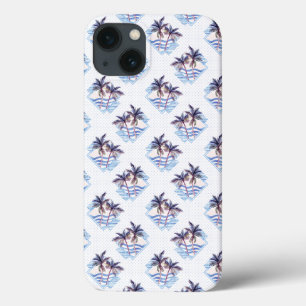 iPhone 13 Case Motif de palmiers géométriques couleur aquarelle