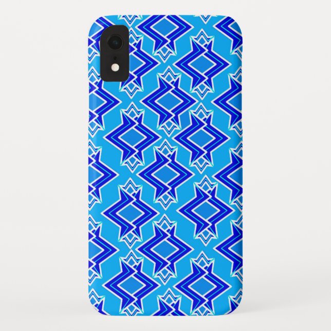 Coques Case-Mate iPhone Motif de papier peint Art déco, bleu cyan (Dos)