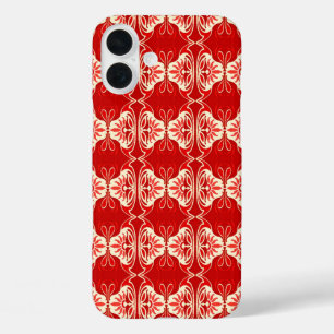 Coque Pour iPhone 16 Plus Motif de papier peint Art déco - rouge et blanc