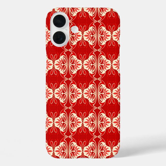 Coques Case-Mate iPhone Motif de papier peint Art déco - rouge et blanc (Verso)