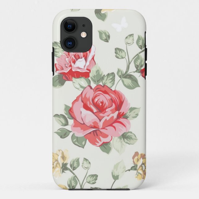 Coques Case-Mate iPhone Motif de papier peint d'élégance des roses roses (Dos)