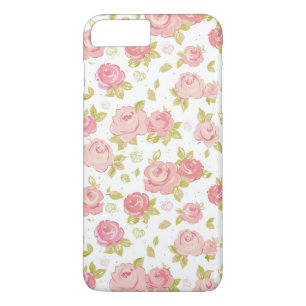 Coque iPhone 8 Plus/7 Plus Motif de papier peint d'élégance des roses roses