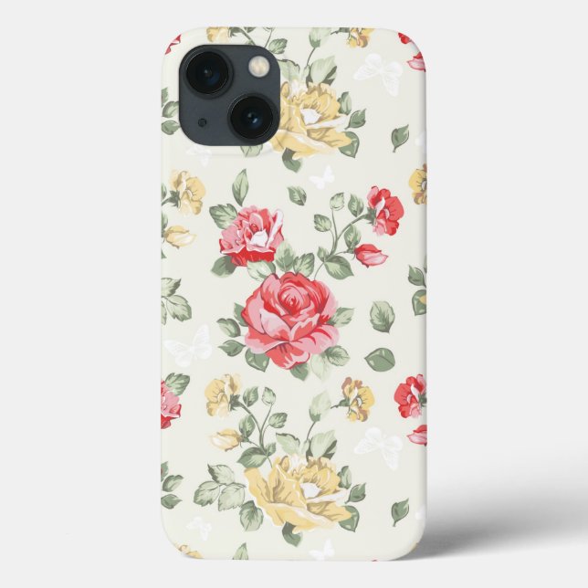 Coques Case-Mate iPhone Motif de papier peint d'élégance des roses roses (Verso)