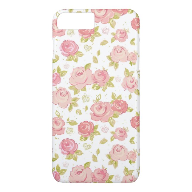 Coques Case-Mate iPhone Motif de papier peint d'élégance des roses roses 3 (Dos)